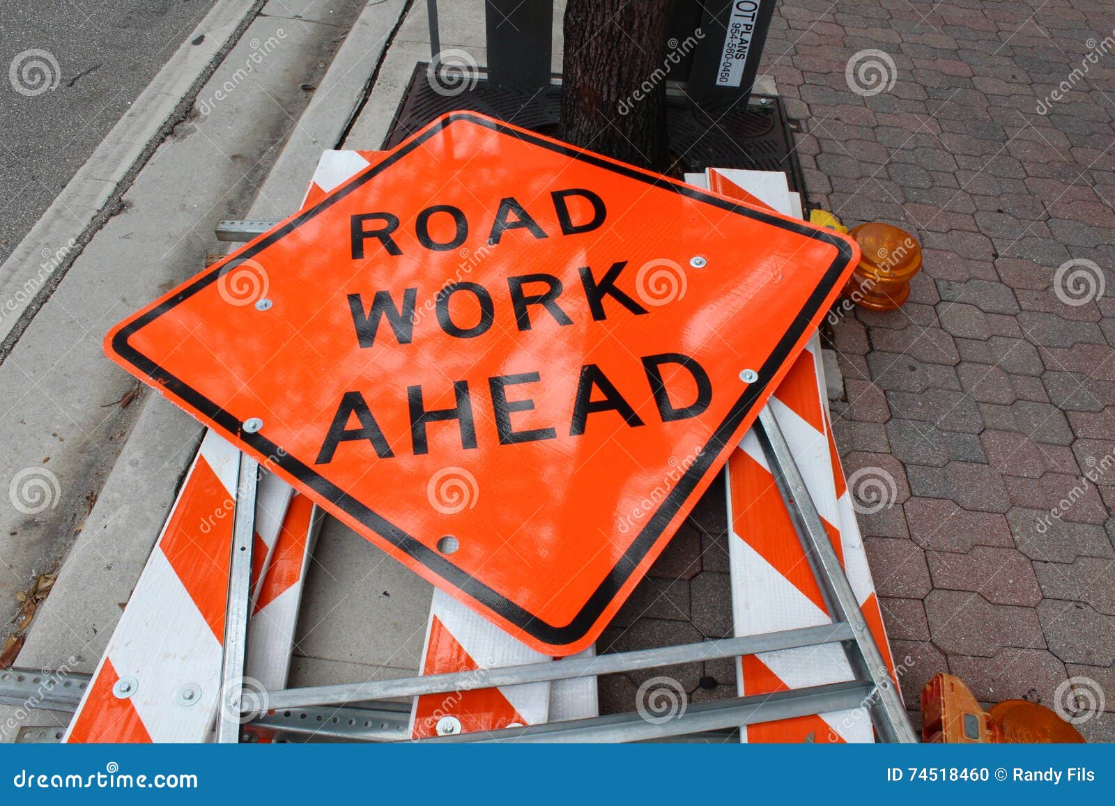 Road Work Ahead Sign stock photo. Image of road, construction 74518460