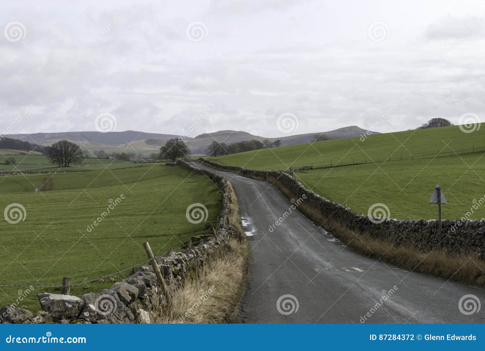Road through the Yorkshire Dales Stock Photo Image of blue, fields