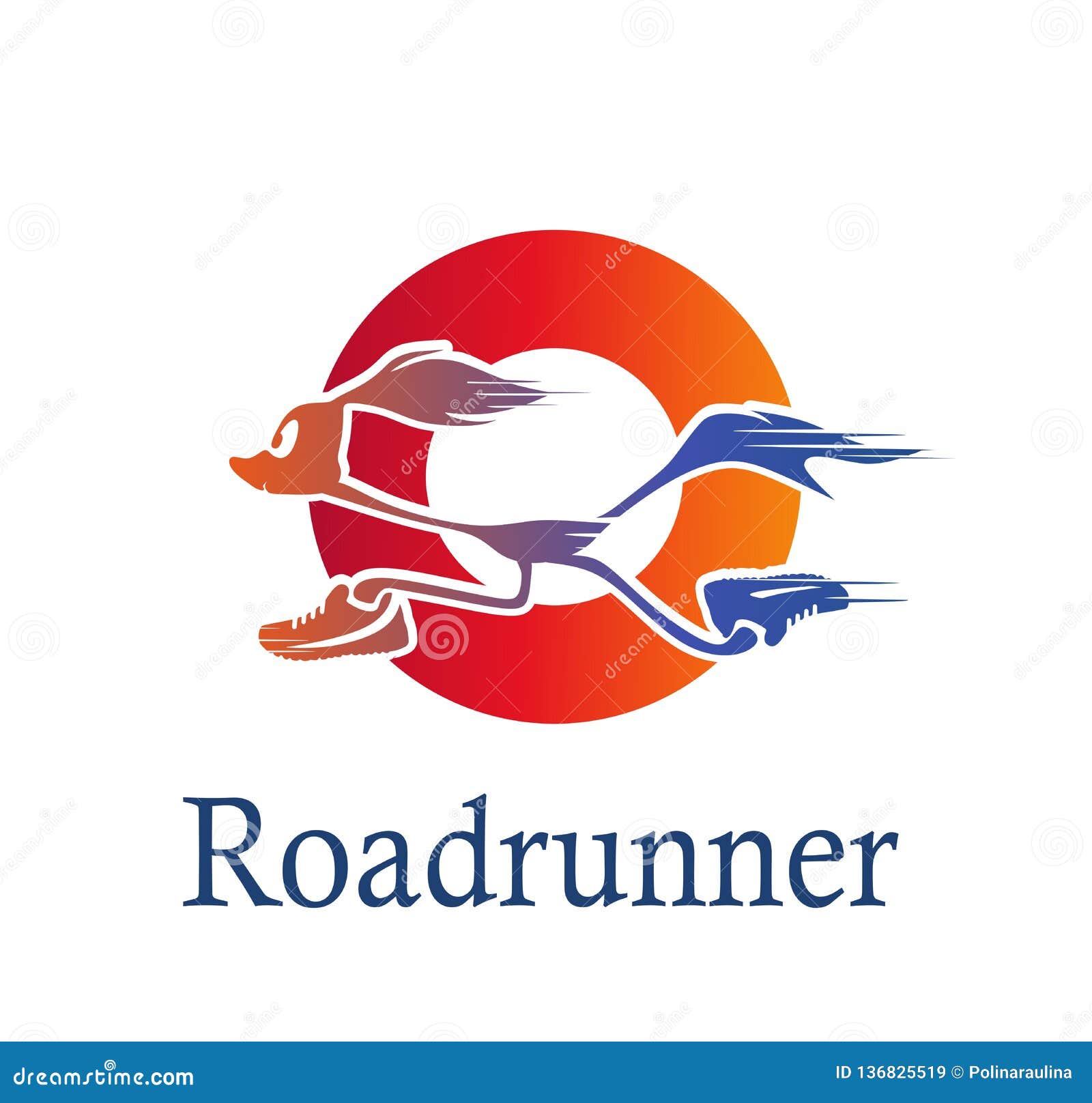 roadrunner logo in red circle. bird logo.