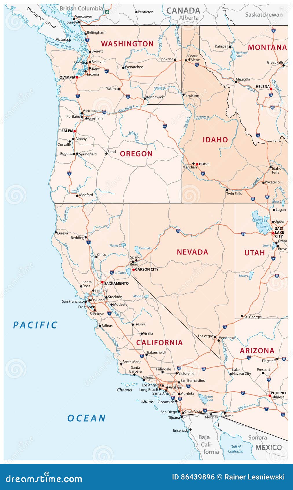 Roads, Political And Administrative Map Of The Western ...