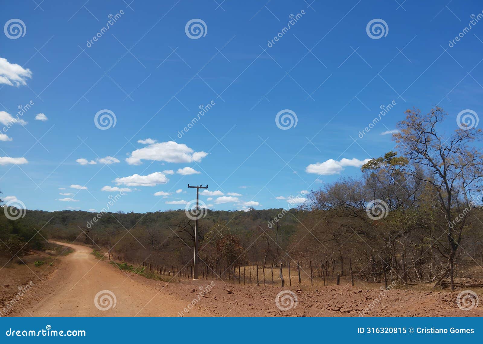 roads in the rural area of northeastern brazil that cuts through vegetation typical of the semi-arid area