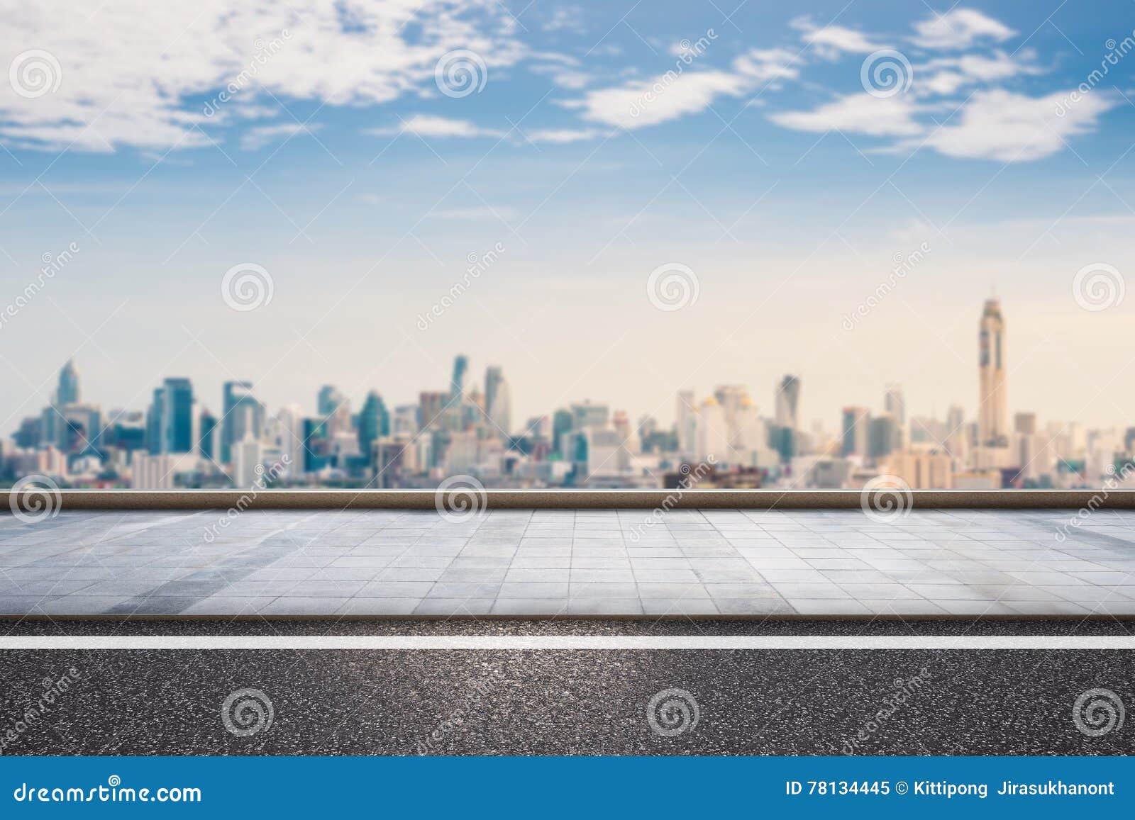 roadside with cityscape background