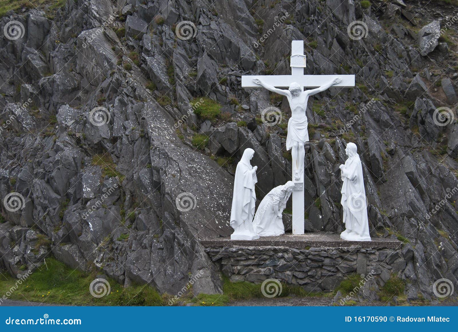 Roadside Crucifix and Holy Statues Stock Photo Image of christians