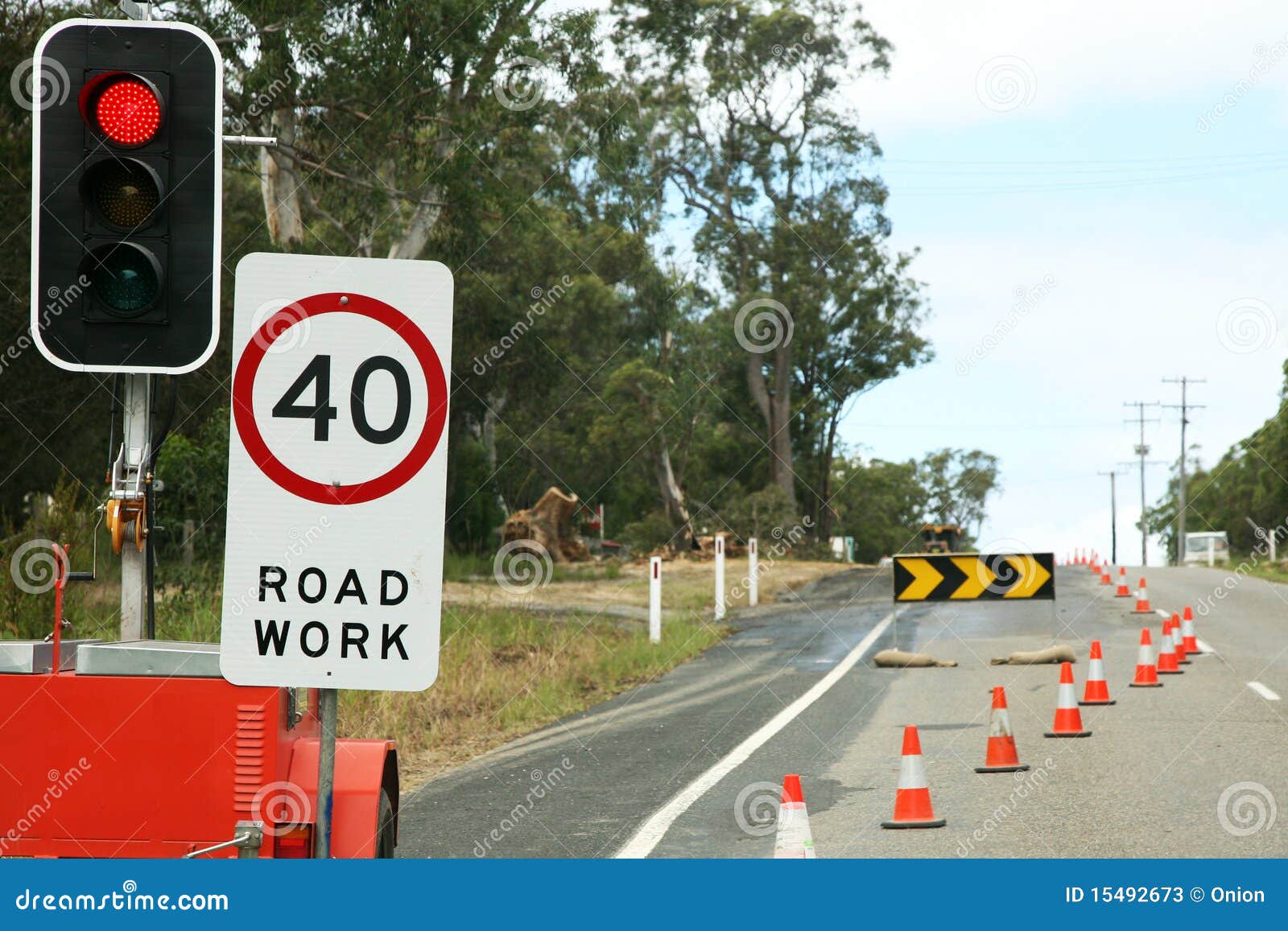 roadworks with speed limit