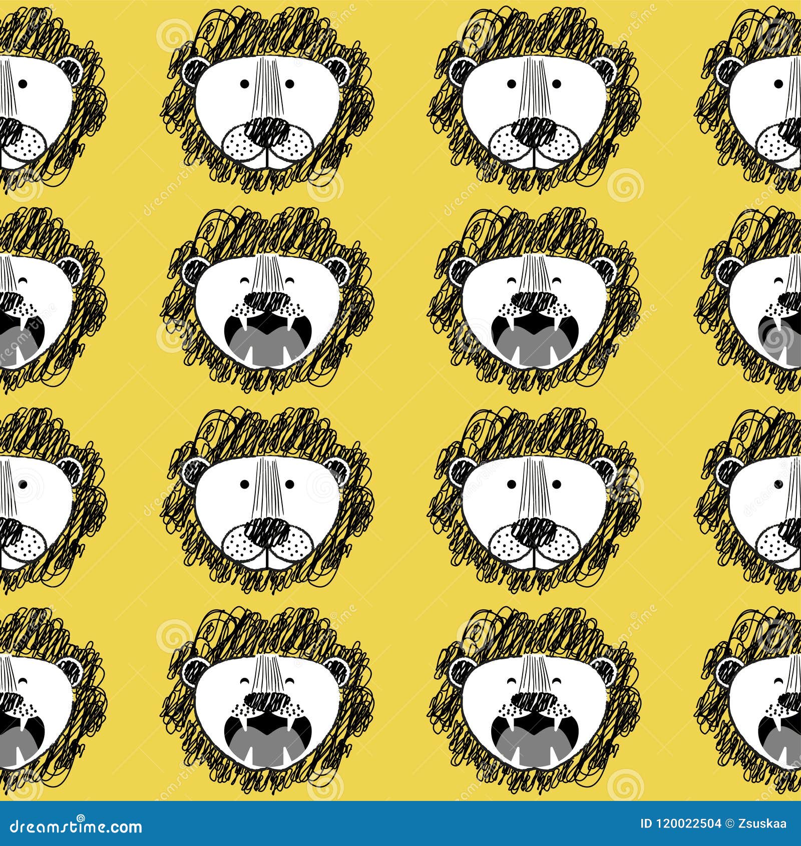 roar lion and cute lion pattern
