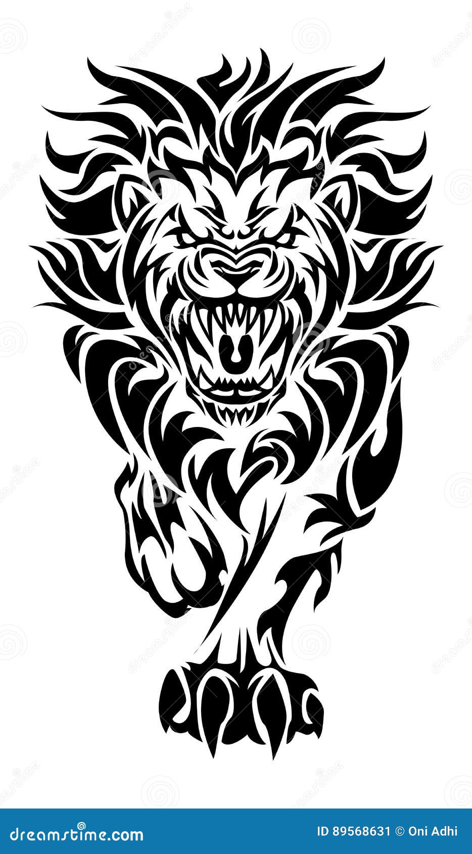 Sketch of tattoo lion with horns Stock Vector by ©Lviktoria25 49389051