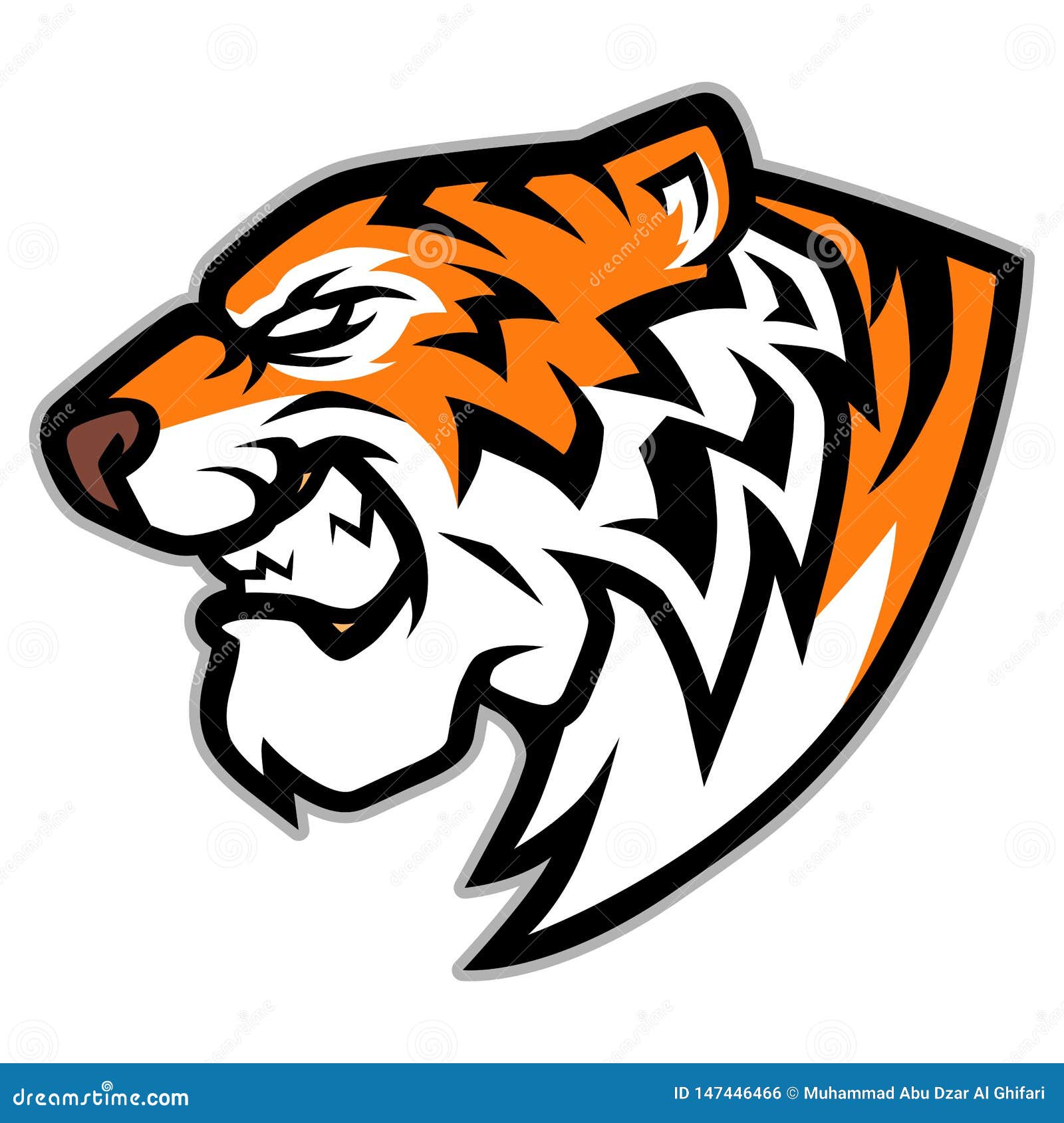 Roaring Tiger Head Mascot Illustration Vector Stock Vector - Illustration  of mascot, cartoon: 147446466