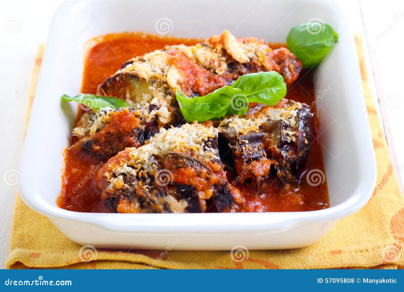 Roast Aubergine Parmigiana in Baking Tin Stock Photo Image of