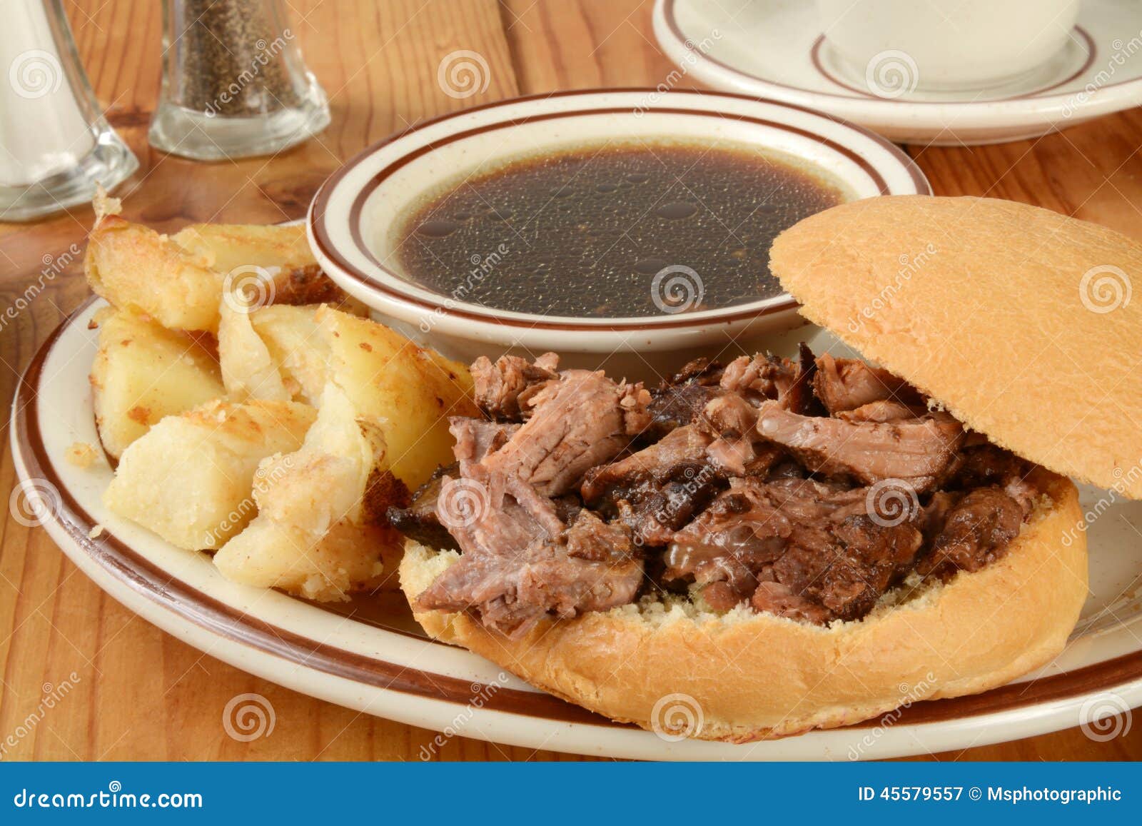 Roast beef au jus stock image. Image of food, juices 45579557