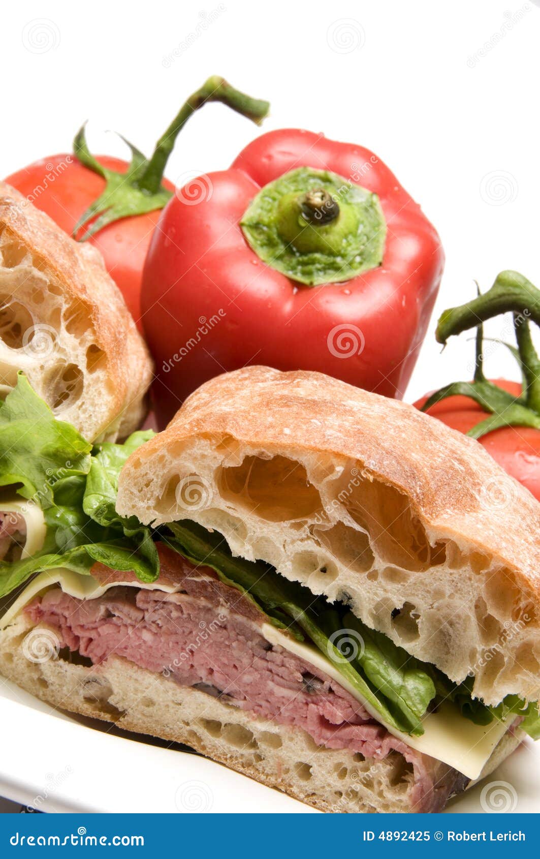 Roast Beef Boursin Cheese Ciabatta Bread Sandwich Stock Image Image