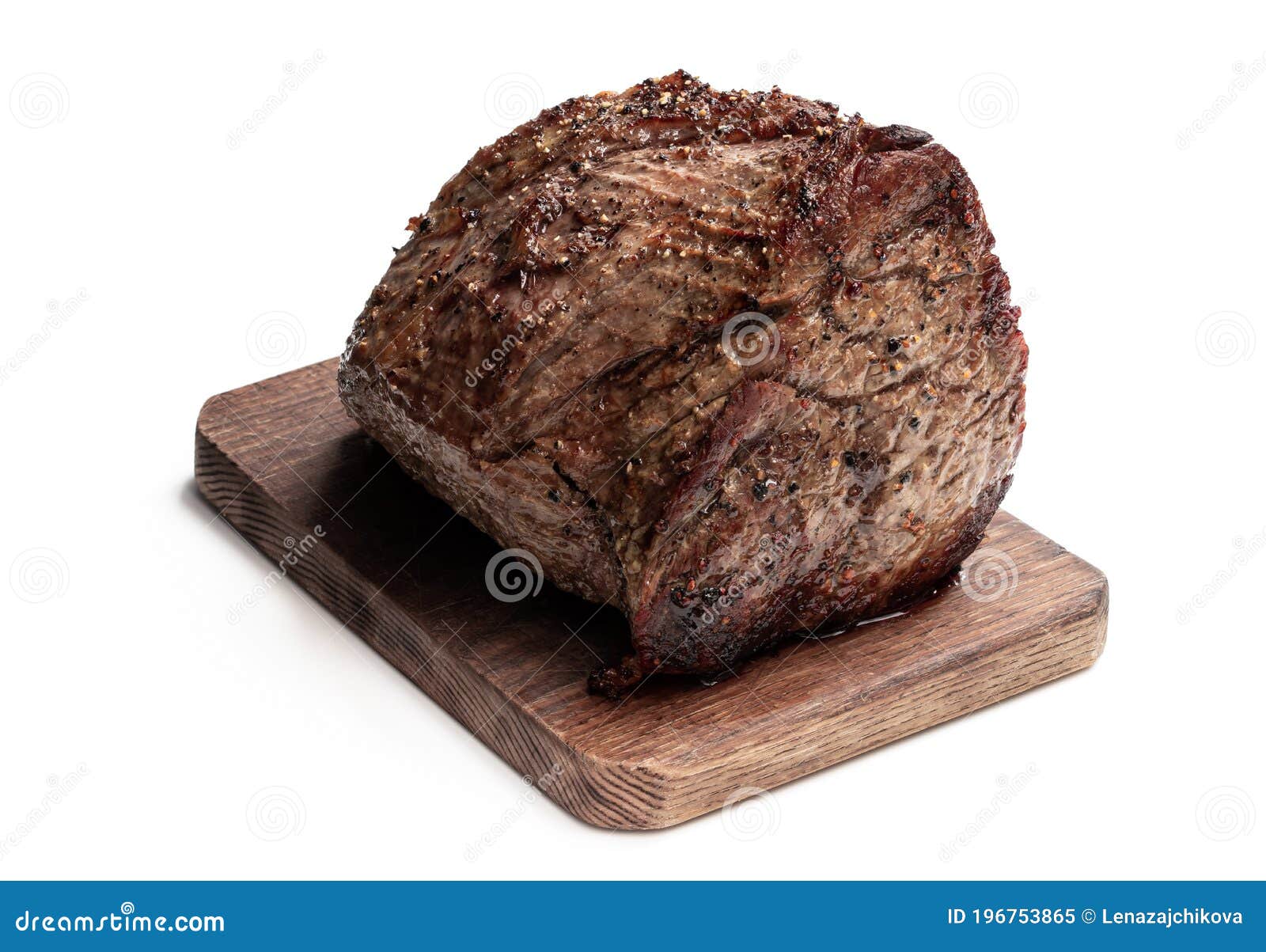 Roast Beef on Cutting Board Isolated on White Stock Image Image of