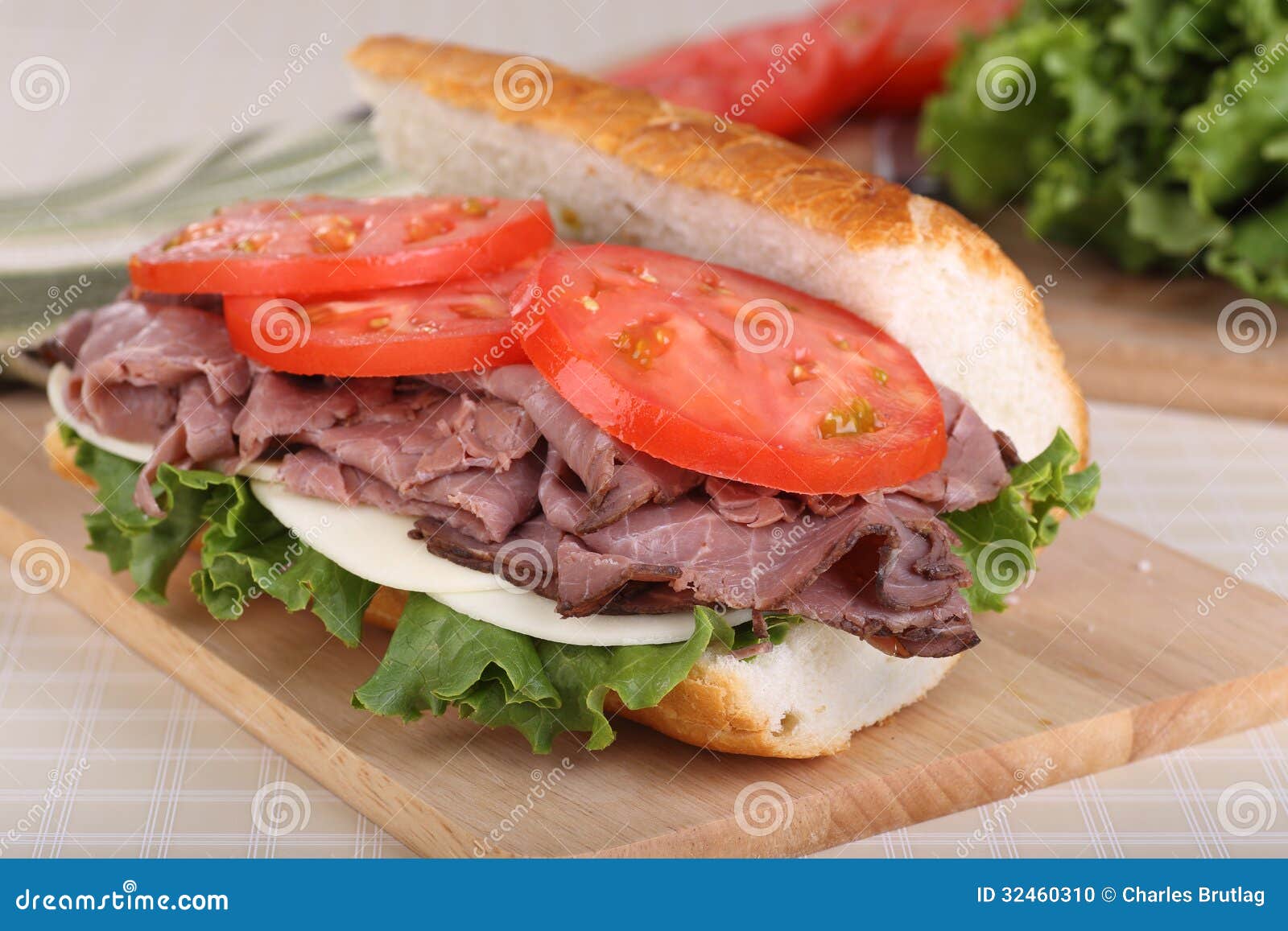 Roast Beef on French Bread stock photo. Image of dinner - 32460310