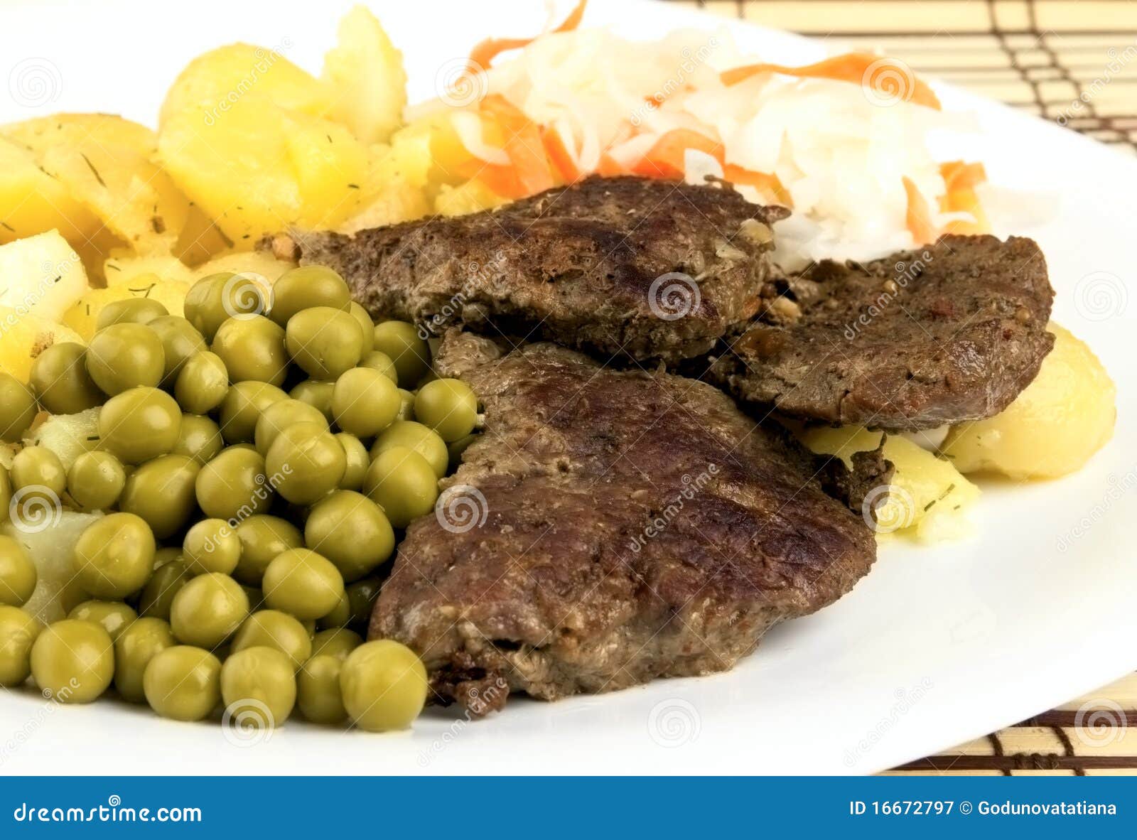 Roast Beef with Green Pea stock image. Image of chop 16672797