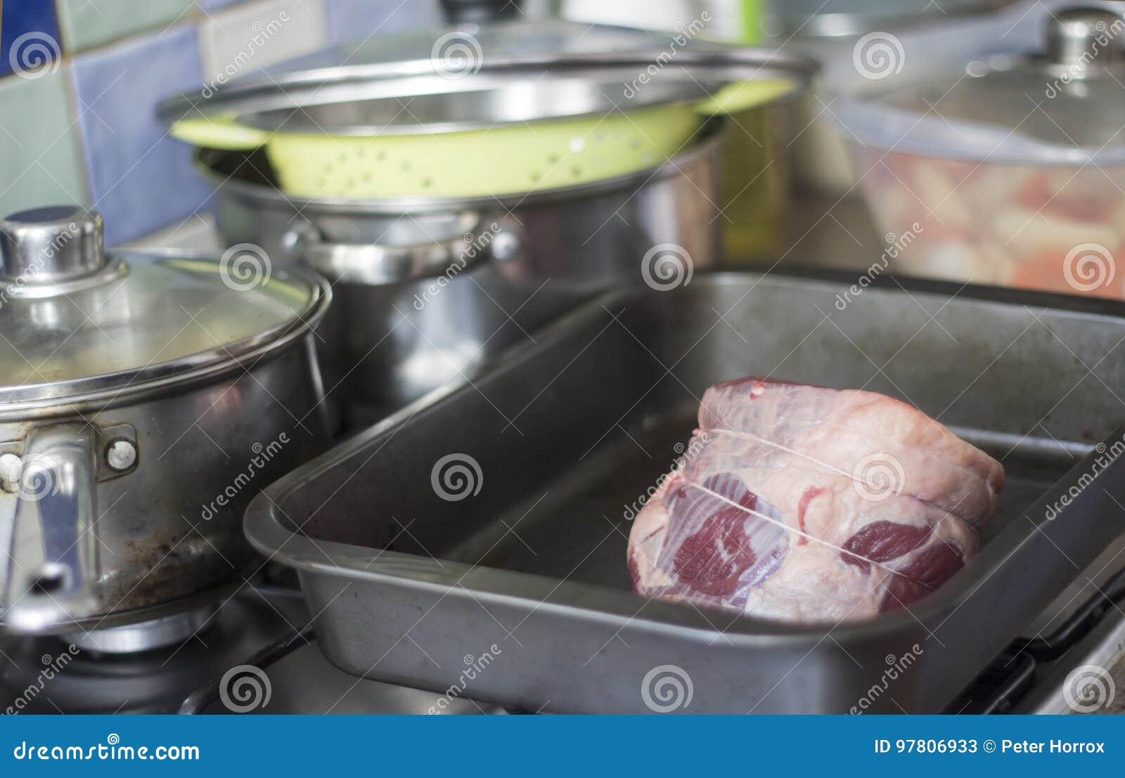 Roast Beef joint stock image. Image of beef, uncooked 97806933