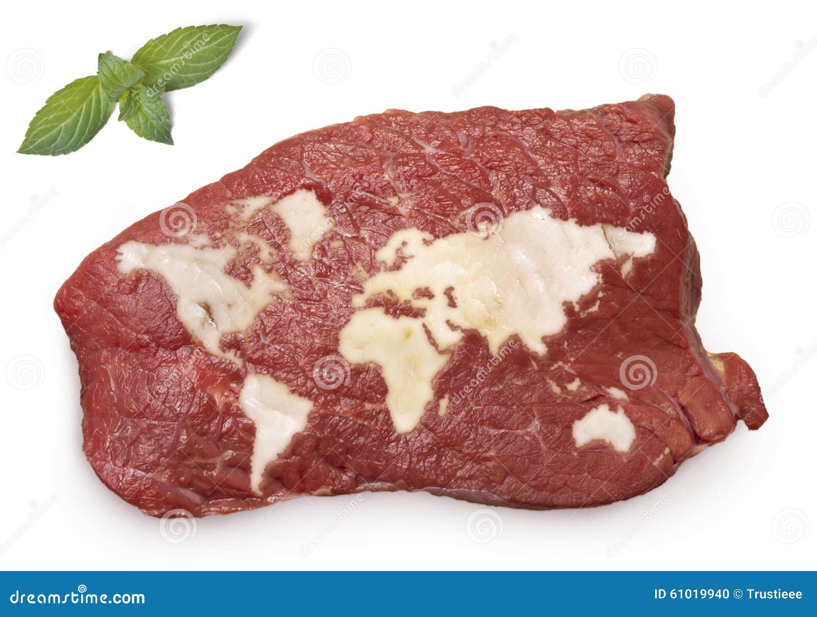 Roast Beef Meat and Fat Shaped As the World.(series) Stock Photo