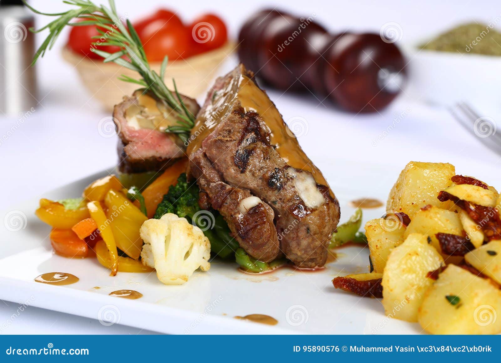 Roast beef with sauce stock photo. Image of cuisine, closeup 95890576