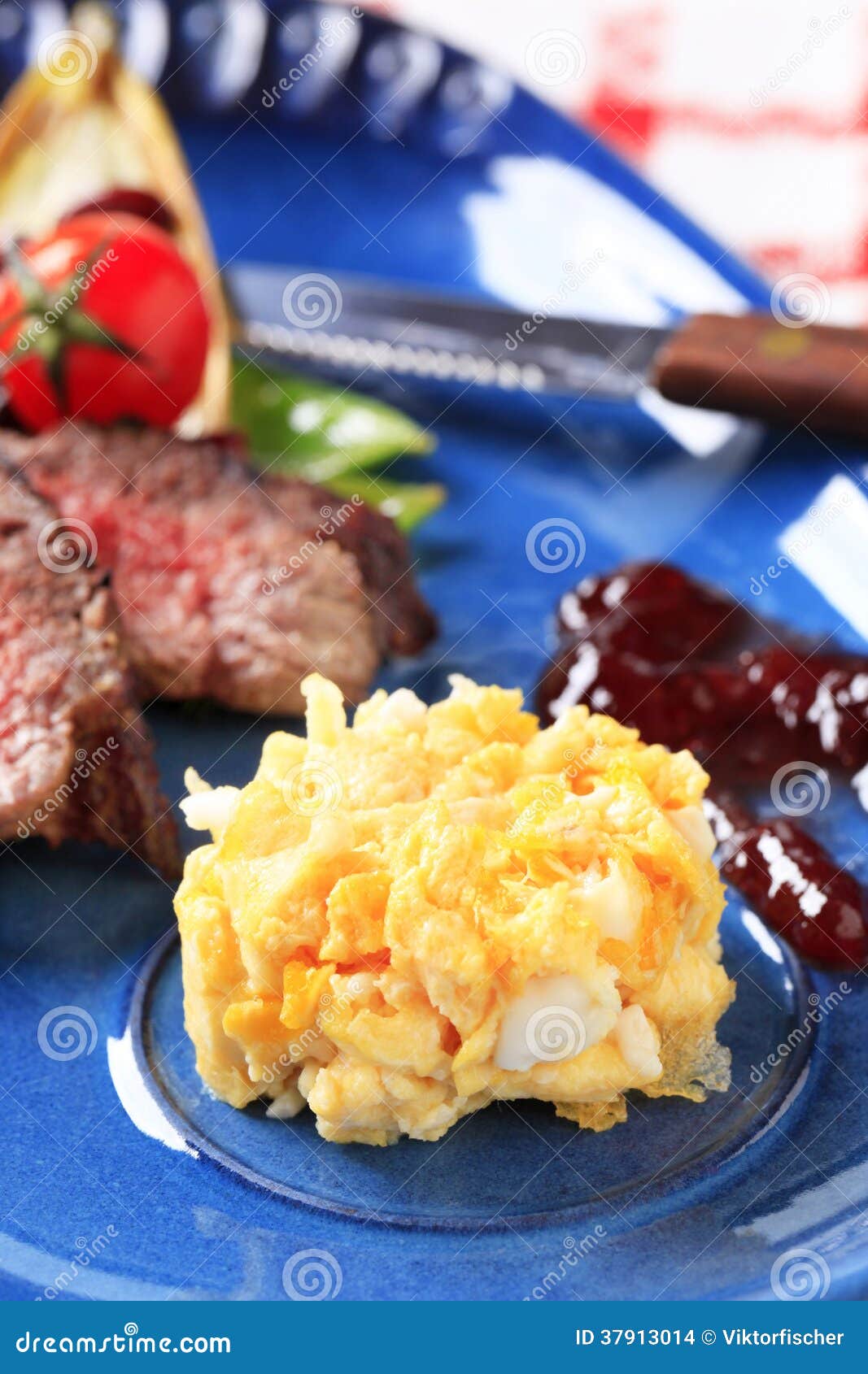 Roast Beef with Scrambled Eggs Stock Photo Image of plum, beef 37913014