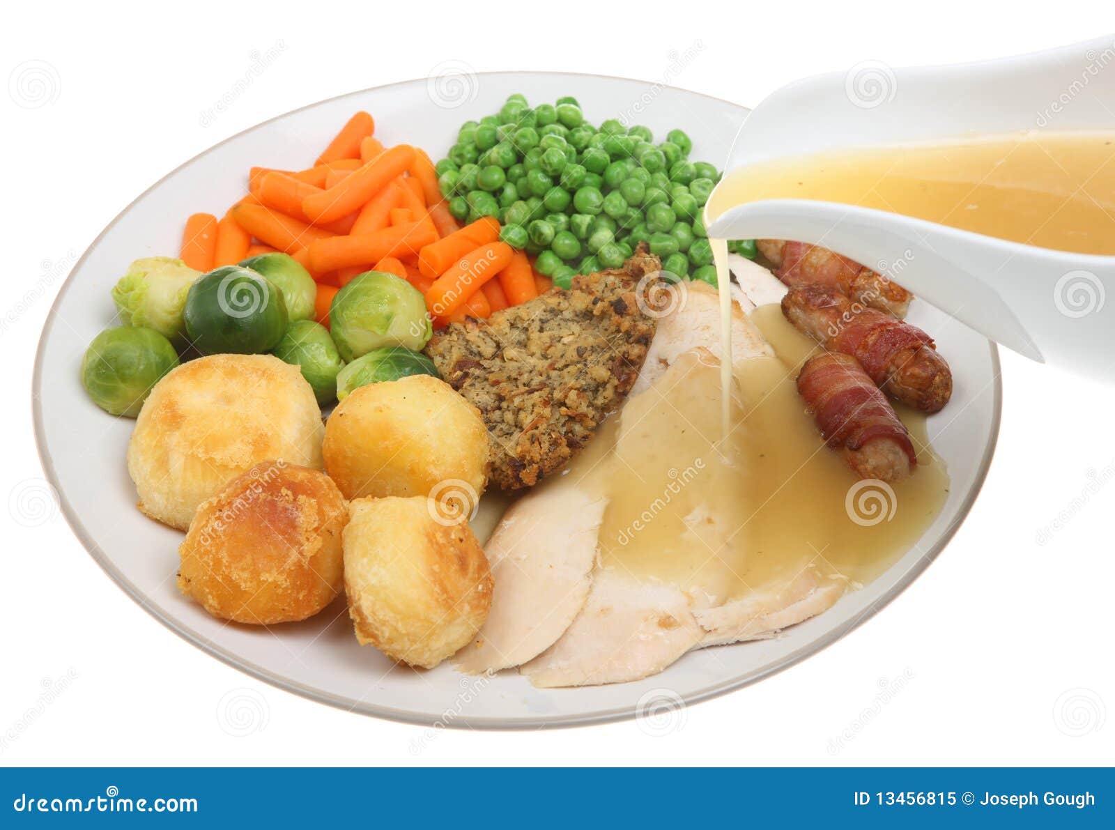 Roast Chicken Dinner With Gravy Royalty Free Stock Photo - Image: 13456815