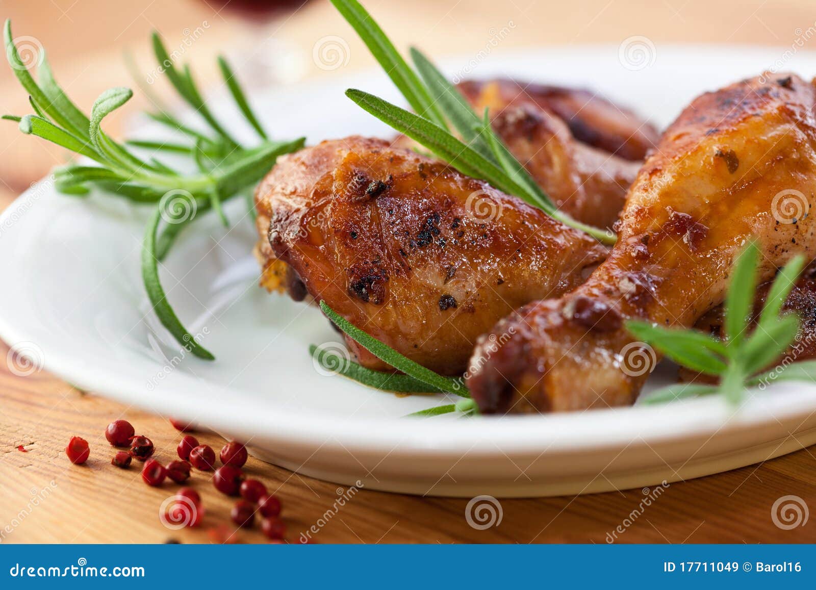Roast Chicken with Fresh Rosemary Stock Image Image of rustic, plate