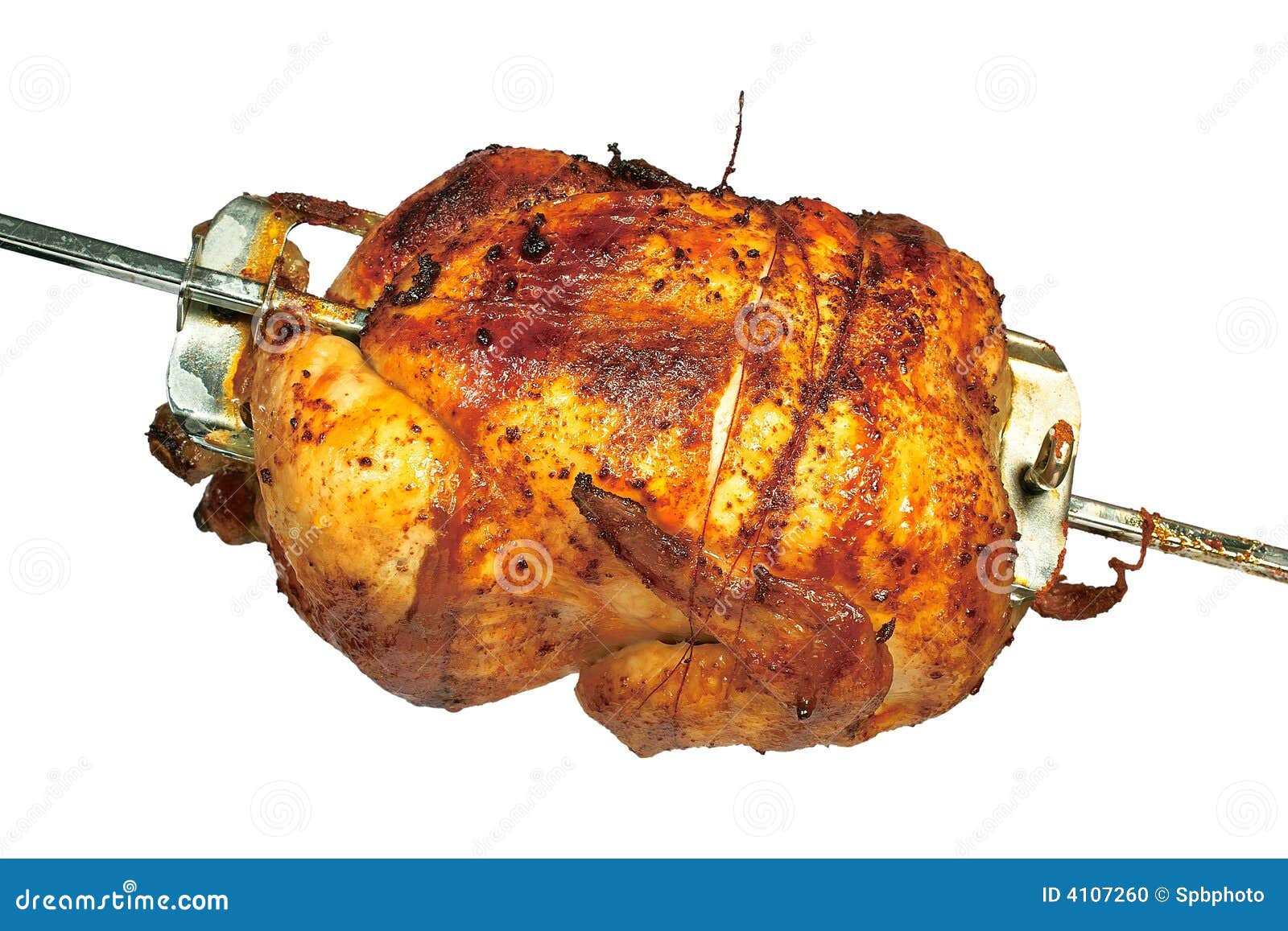 Roast Chicken on Grill Skewer Stock Photo Image of baked, spice 4107260
