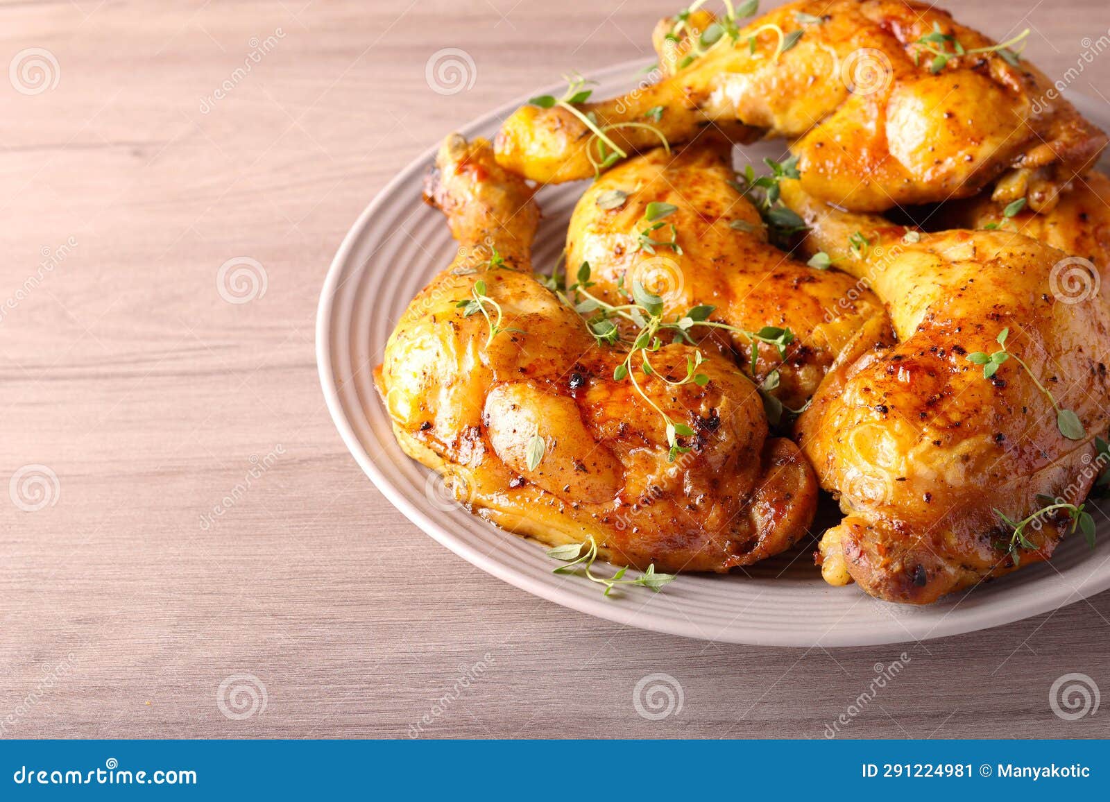 Roast chicken legs stock image. Image of homemade, plate 291224981