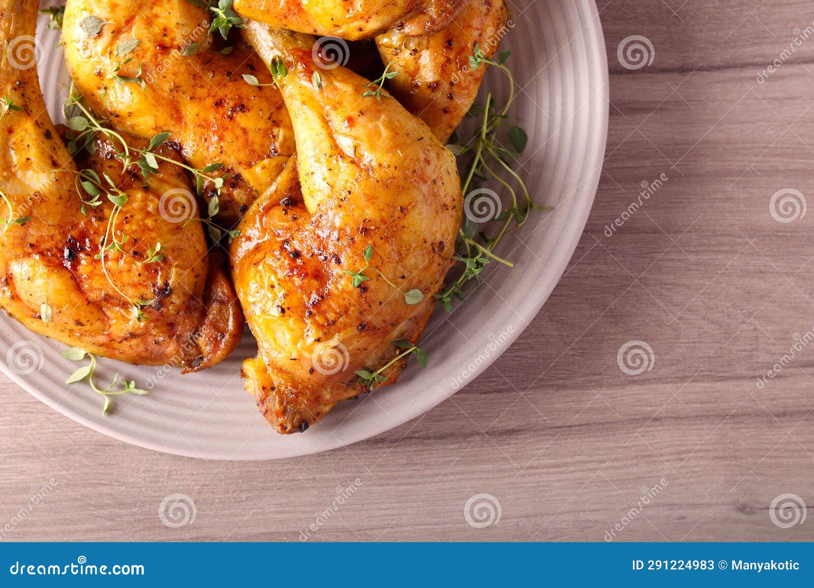 Roast chicken legs stock image. Image of flatlay, meal 291224983