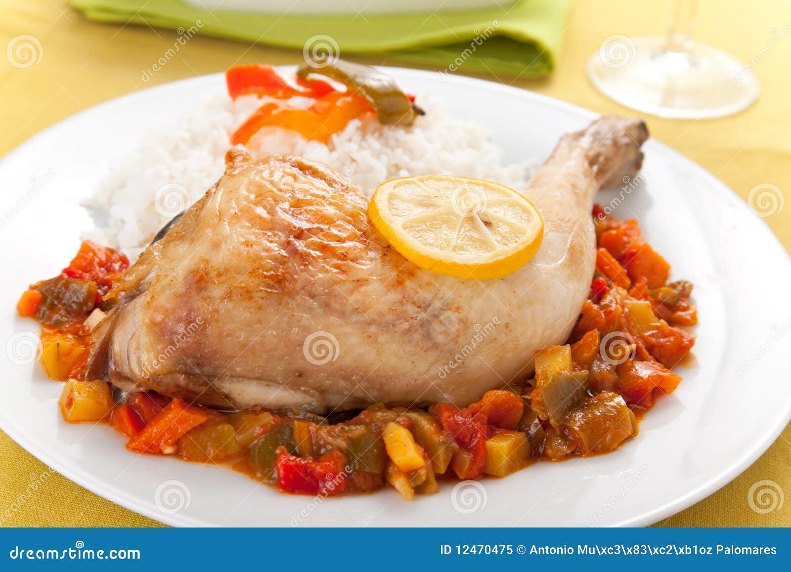 Roast Chicken with Red and Green Peppers Stock Image Image of fried