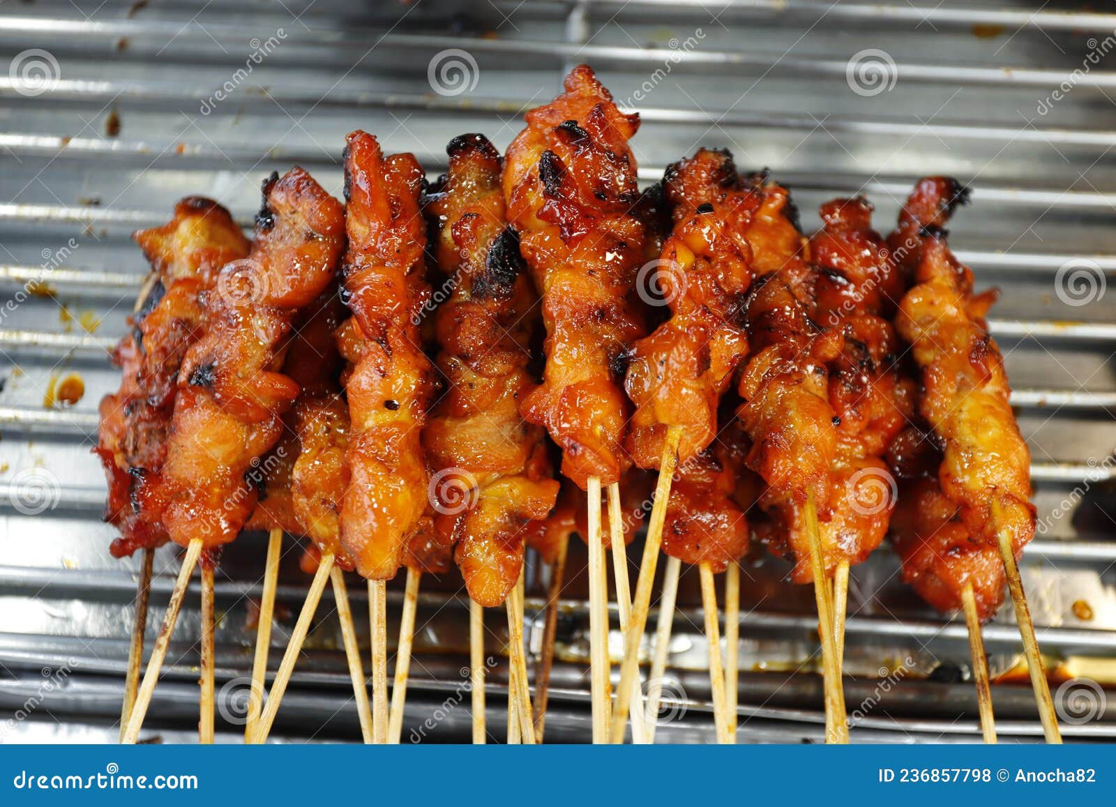 Roast Chicken Street Food in Thailand Stock Photo - Image of market