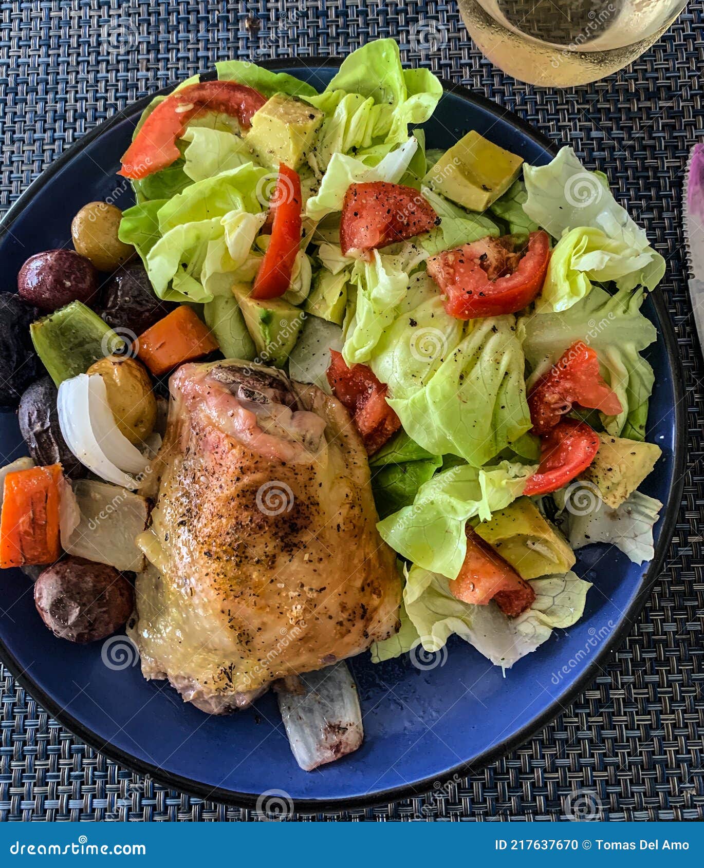 Roast Chicken Thigh and Salad Stock Photo Image of avocado