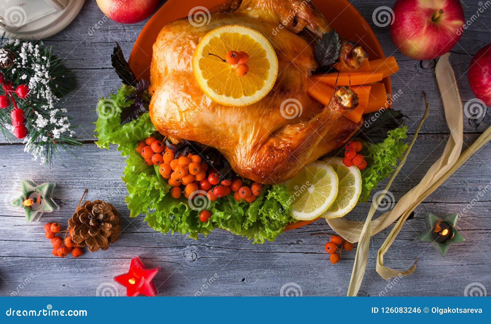 Roast Chicken or Turkey with Cranberries and Vegetables for a Festive ...