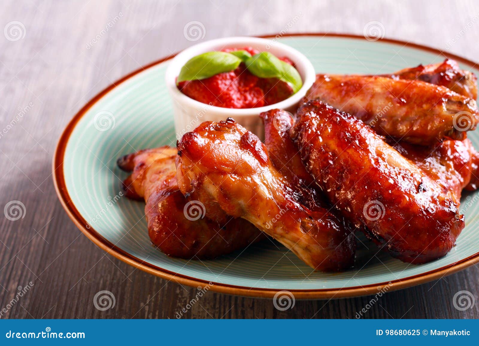 Roast Chicken Wings and Tomato Sauce Stock Image Image of chicken, homemade 98680625