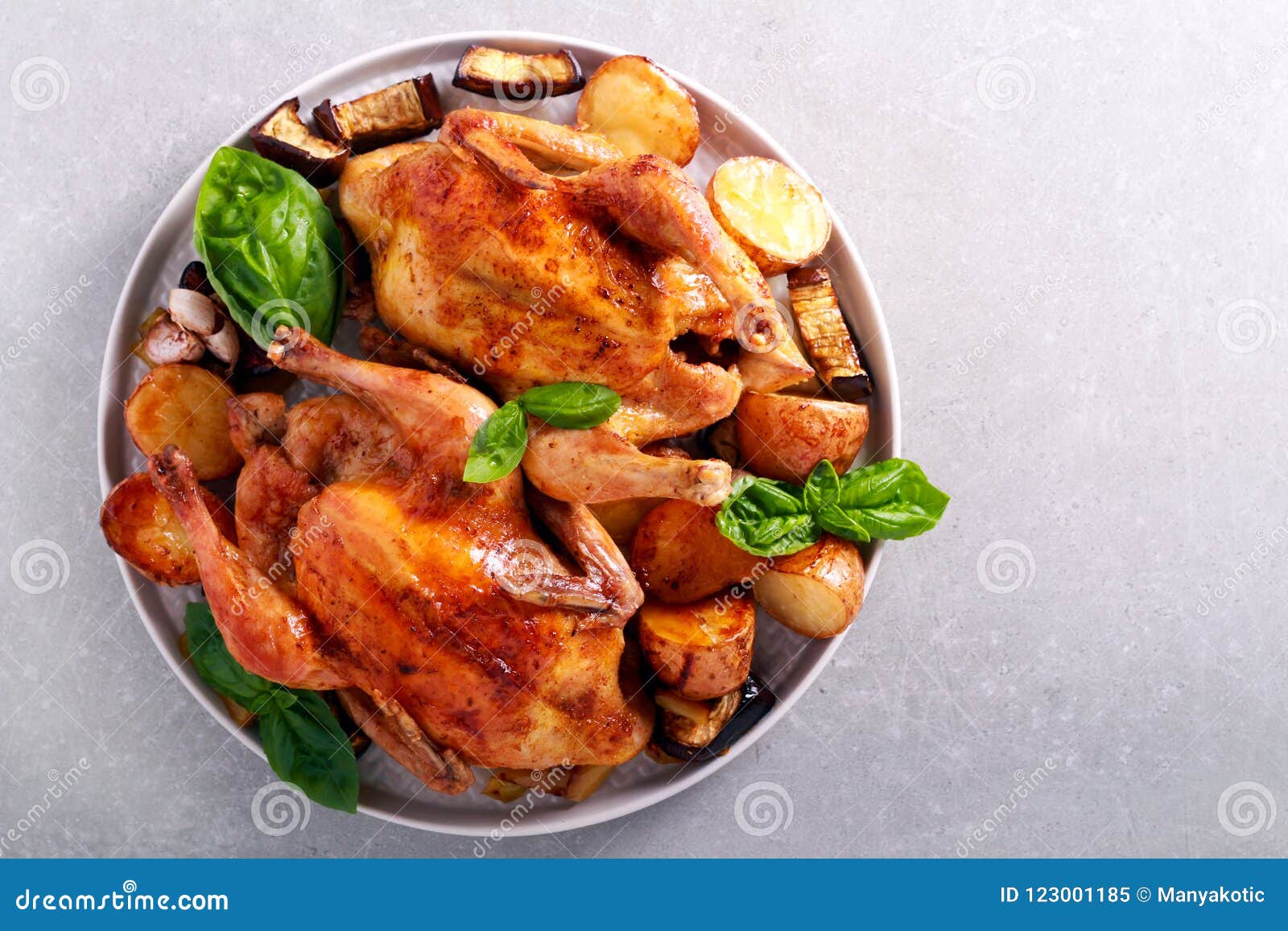 Roast Chickens with Roast Vegetables Stock Image Image of dinner