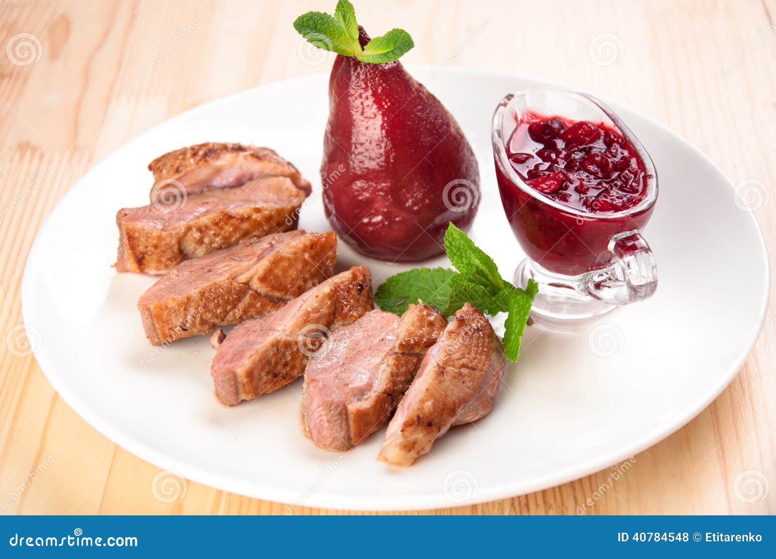 Roast Duck Breast with Raspberry Sauce Stock Photo Image of healthy