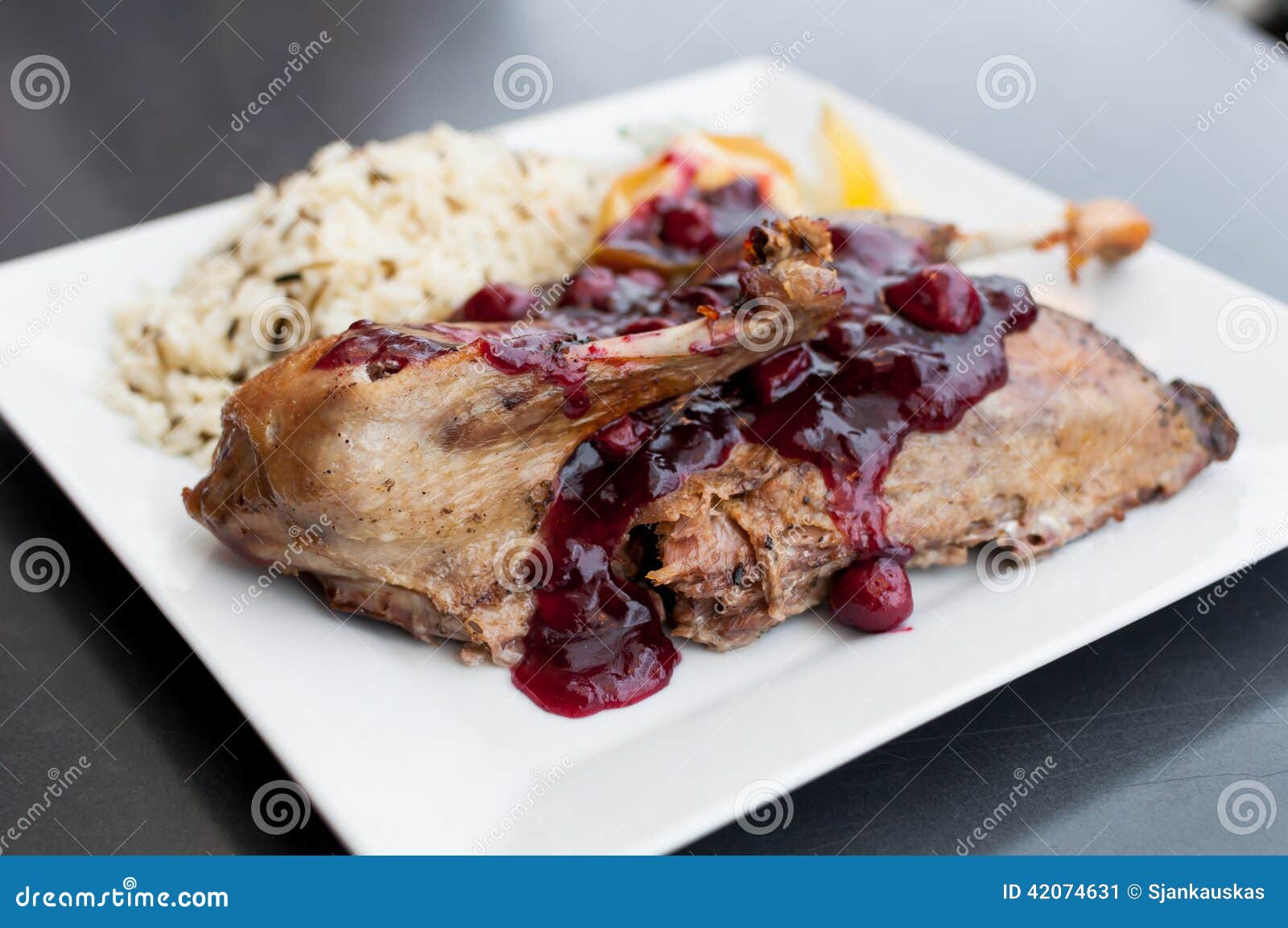 Roast duck dish stock image. Image of served, cooked 42074631