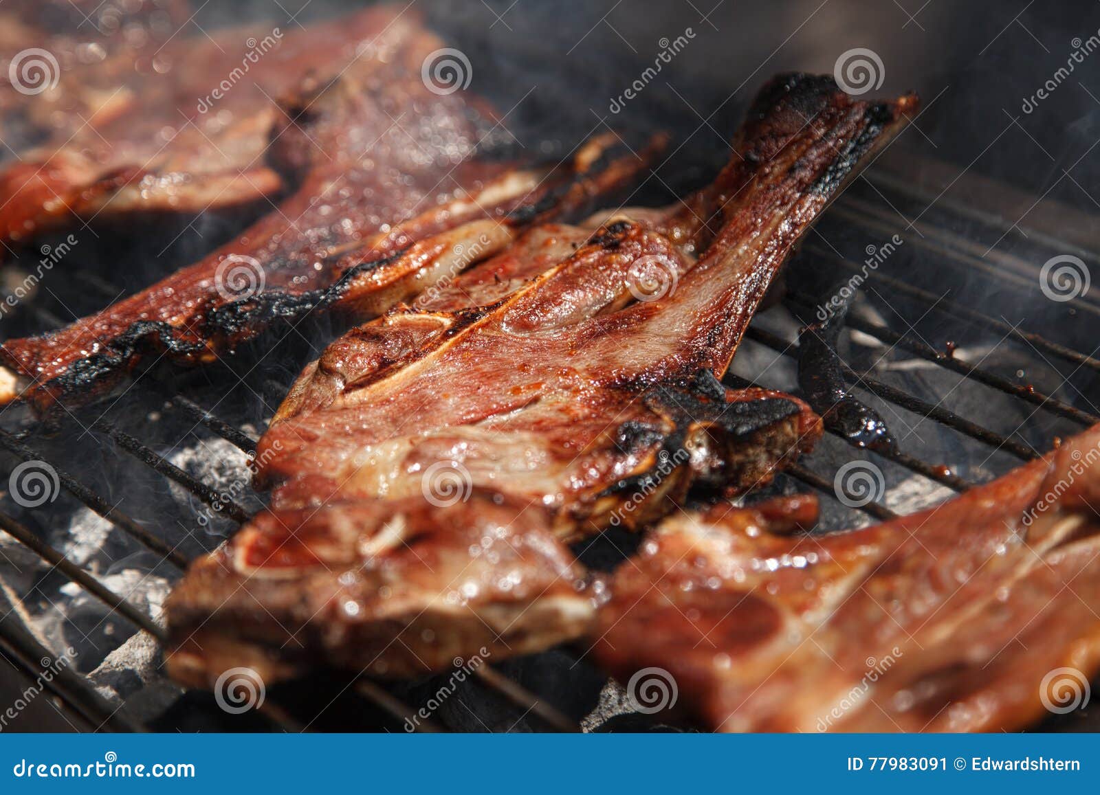 roast lamb steak on the grill.