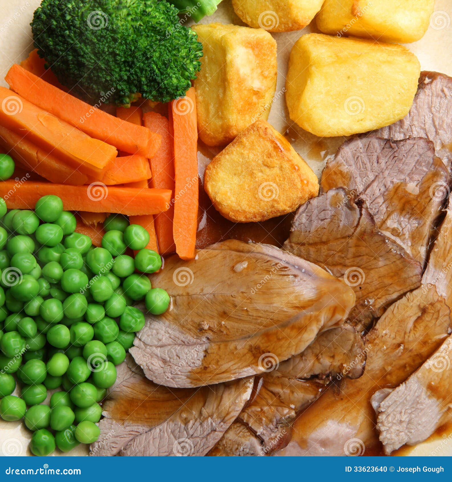 Roast Lamb Sunday Dinner stock photo. Image of carrots 33623640