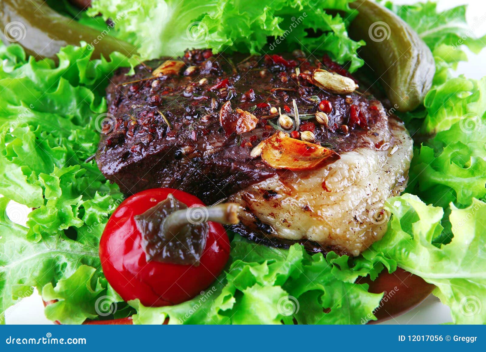 Roast meat on salad stock photo. Image of grill, beef 12017056