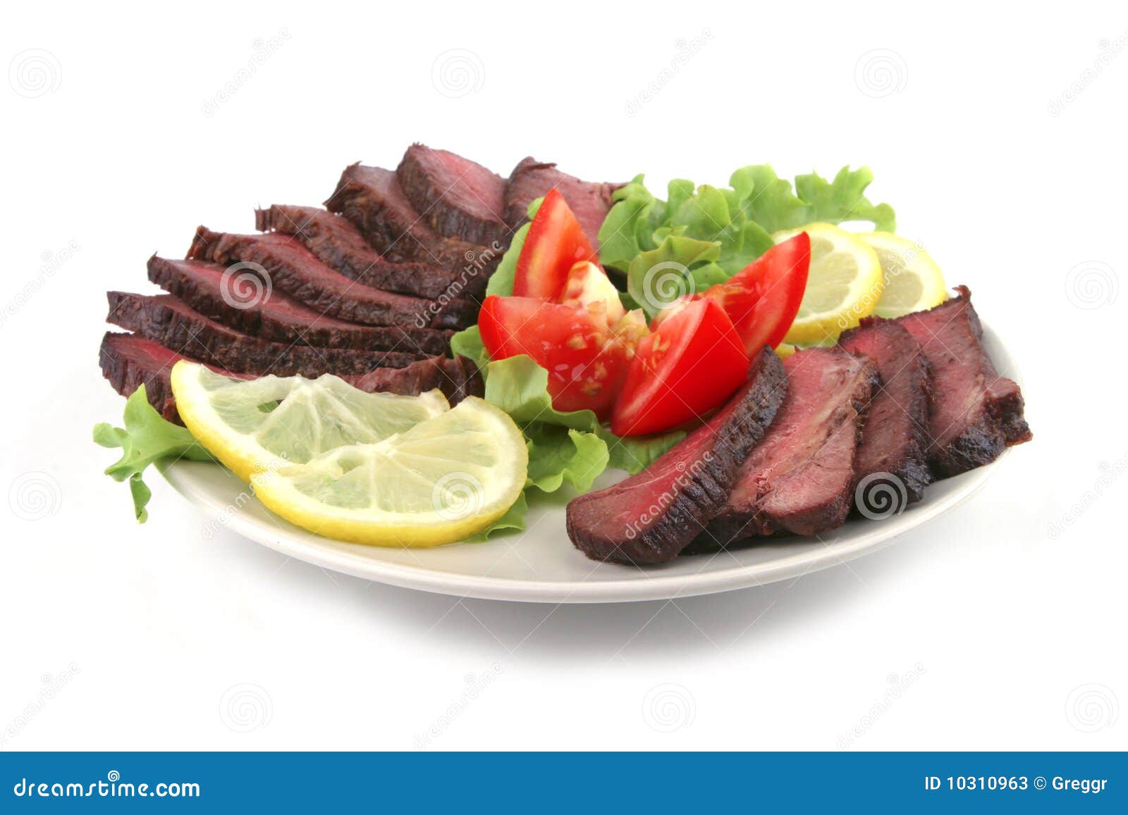 Roast Meat Of Tender Pink Beef Carved And A Whole Joint Stock Image