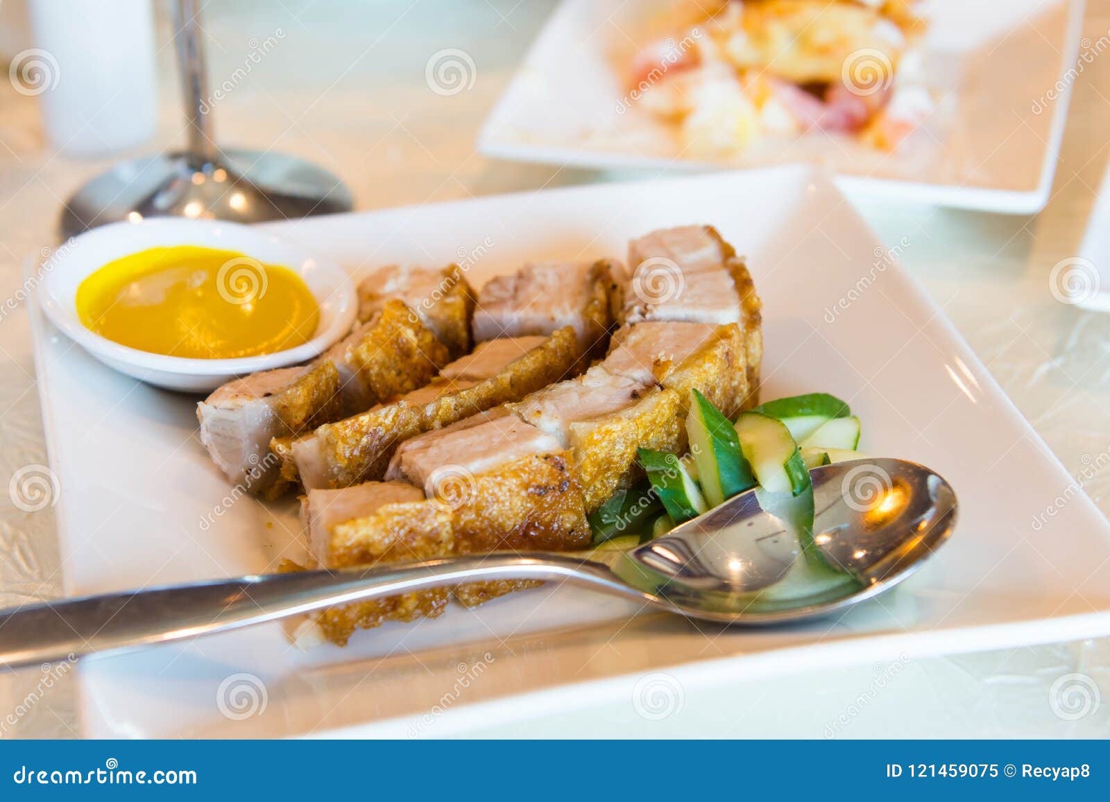 Roast Pork Belly with Mustard Sauce Stock Image Image of food