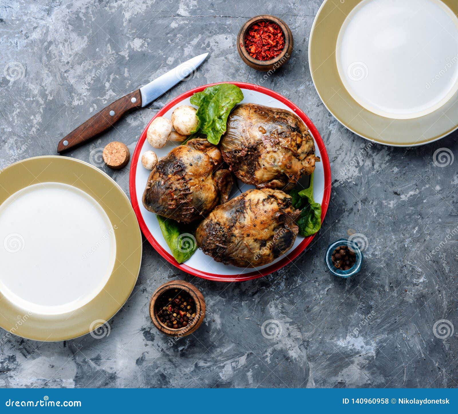 Roast pork heart stock photo. Image of healthy, grilled 140960958