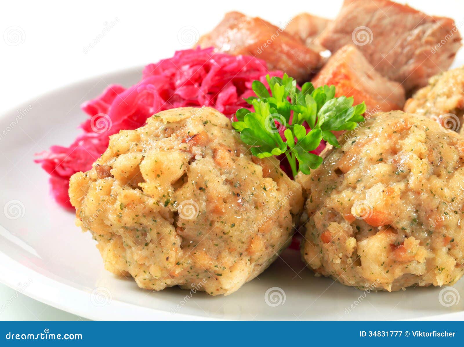 Roast Pork with Tyrolean Dumplings and Red Stock Image Image of balls