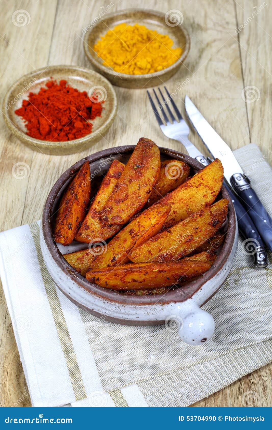 Roast Potatoes with Spices in Ceramic Dish Stock Photo Image of