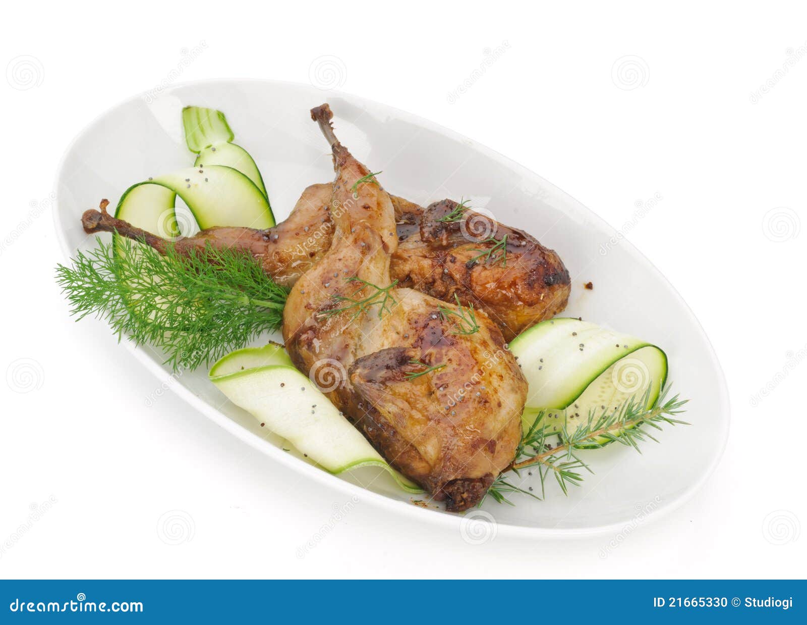Roast quail stock photo. Image of cuisine, plate, salad 21665330