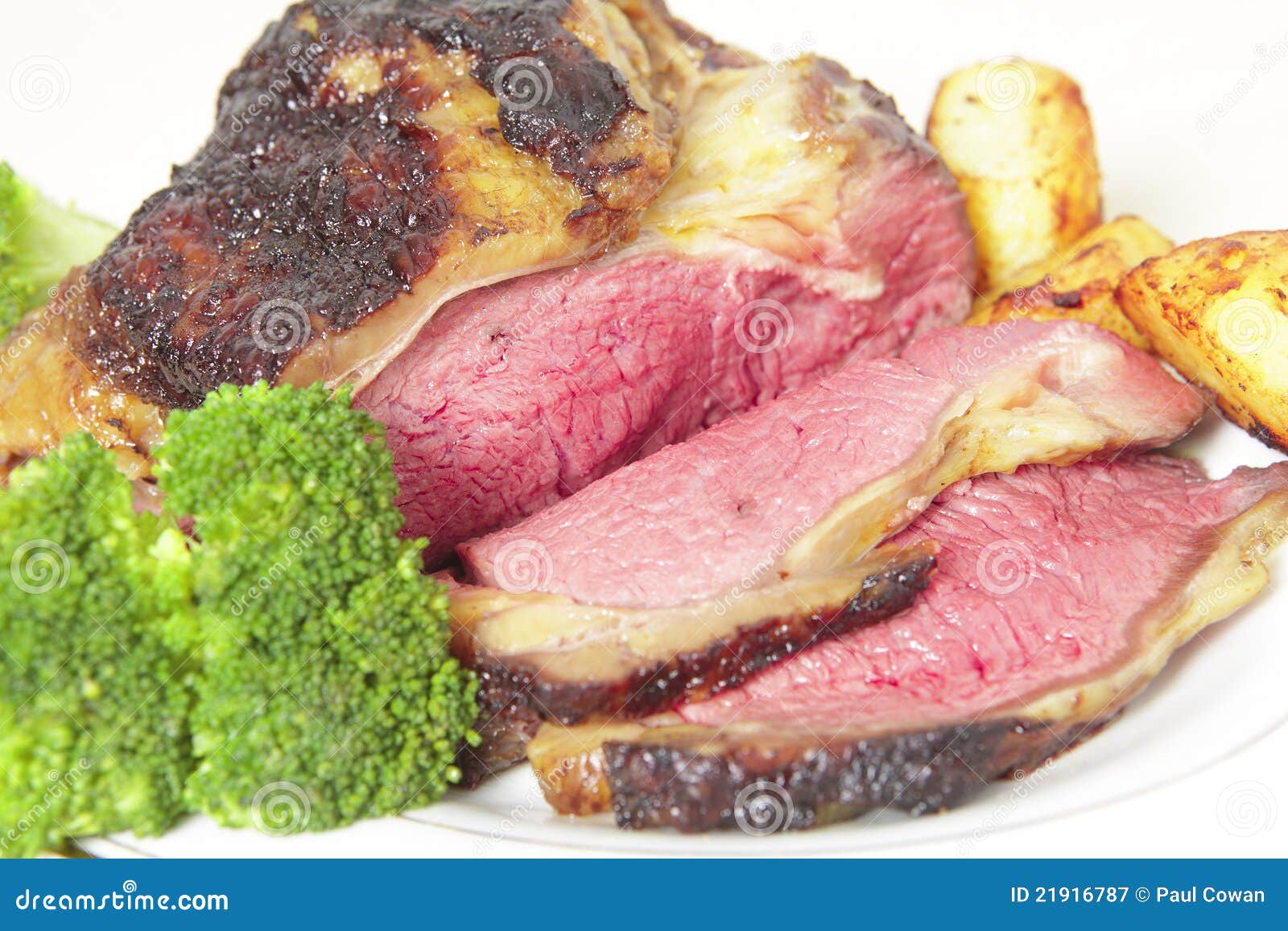Roast Sirloin Beef Joint on Plate Stock Image Image of engliahd