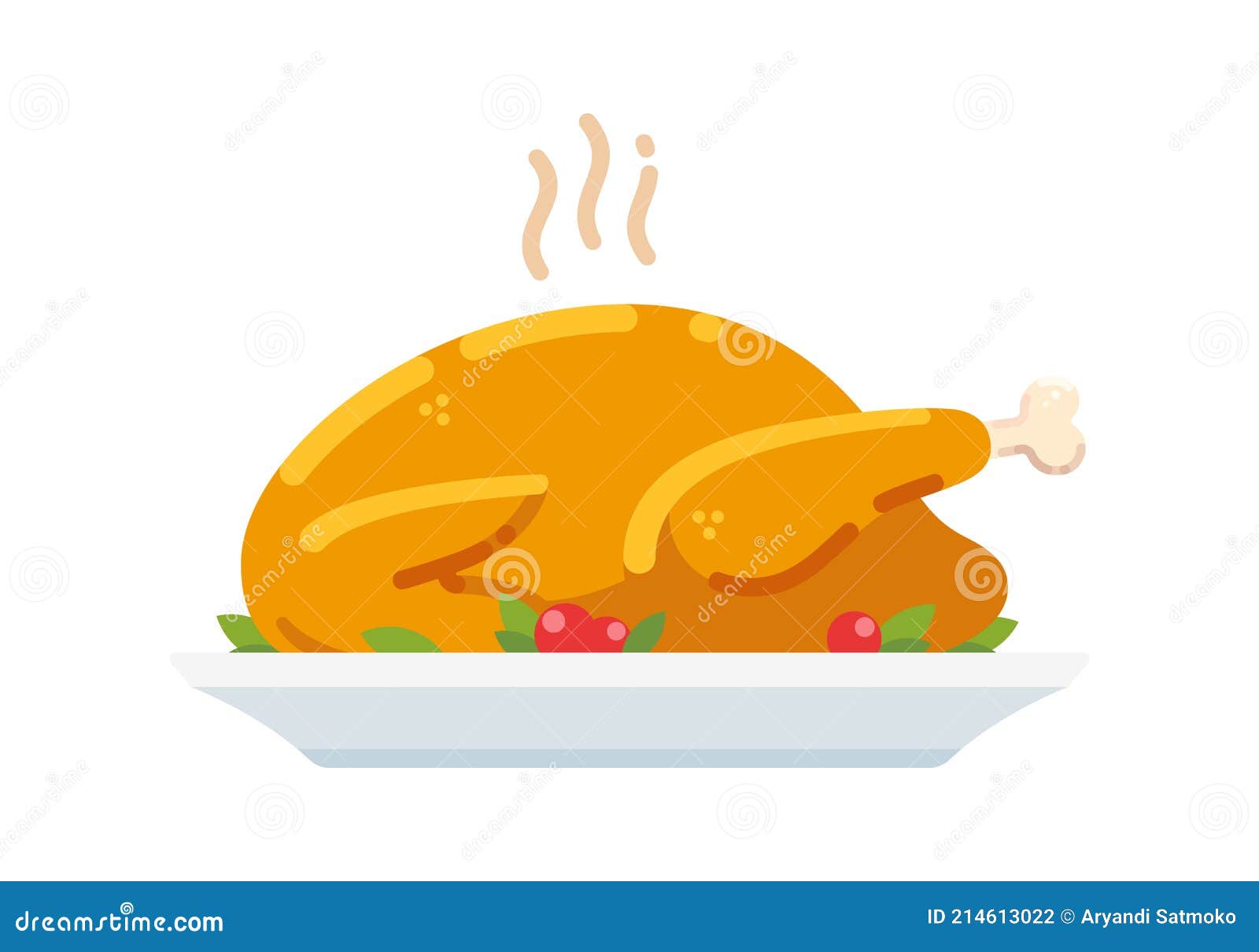 Roast Turkey or Chicken on Plate, Traditional Holiday Dinner Vector Clip  Art Illustration Stock Vector - Illustration of meal, design: 214613022