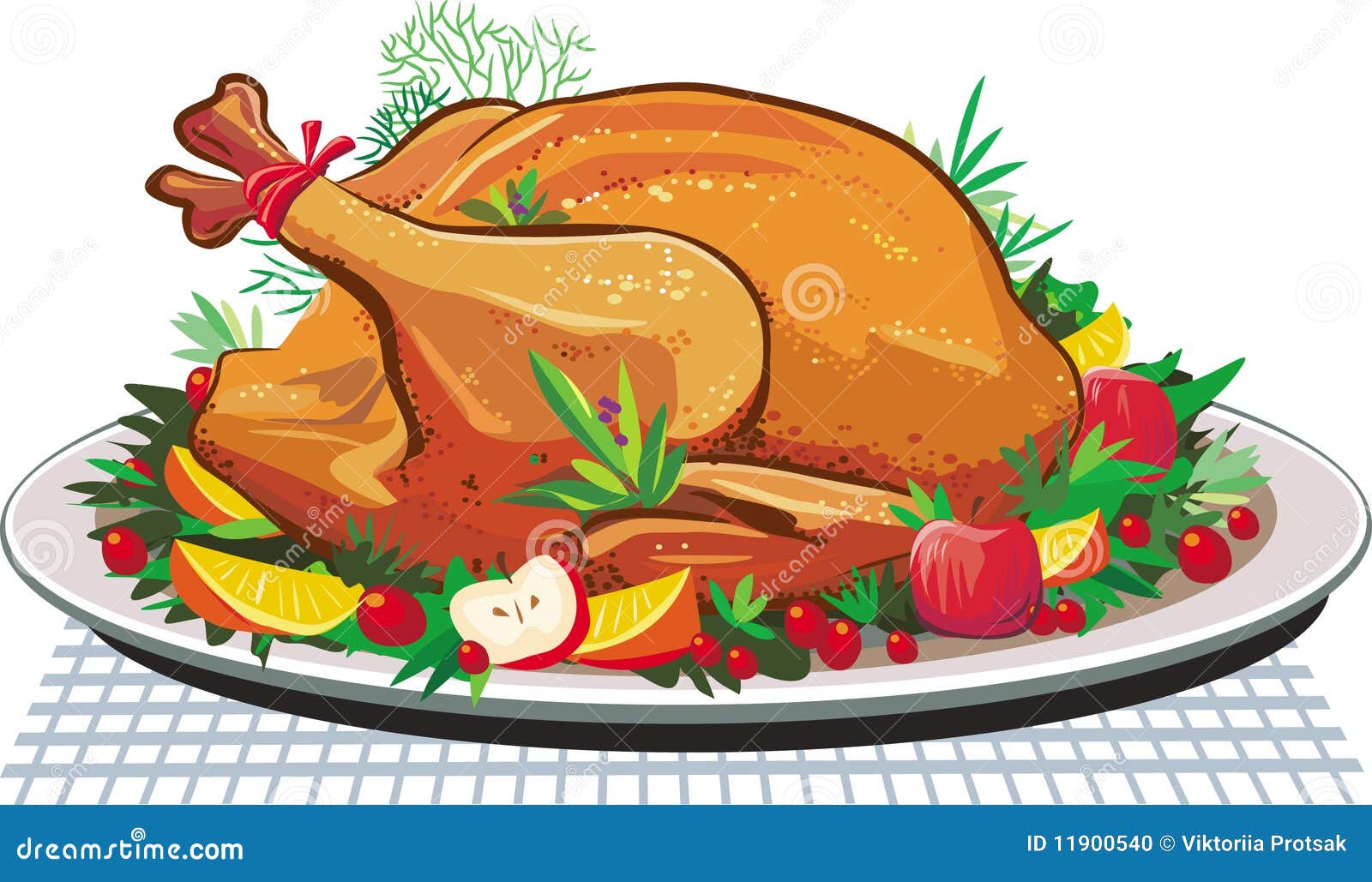 Roast turkey on the plate stock vector. Illustration of feast - 11900540