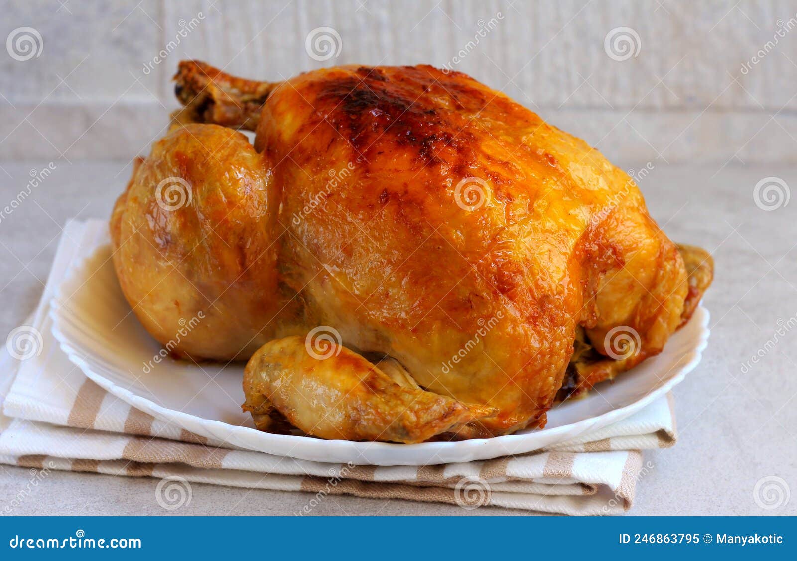 Roast whole chicken stock image. Image of food, bake 246863795