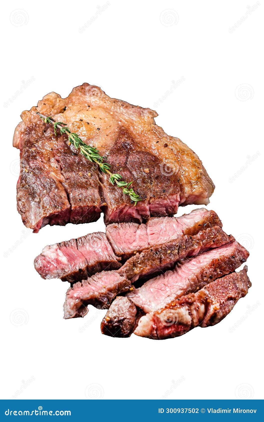 Roasted Bbq Chuck Roll Beef Steaks with Herbs. Isolated on White