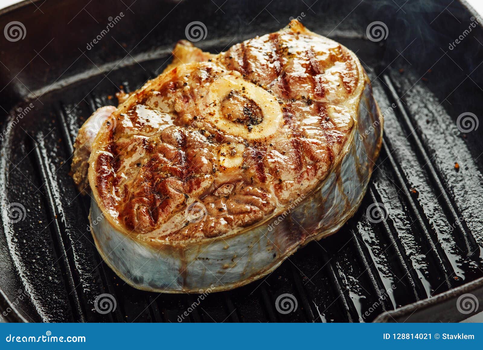 Roasted Beef Shank on the Grill Pan Stock Image Image of iron, entrecote 128814021