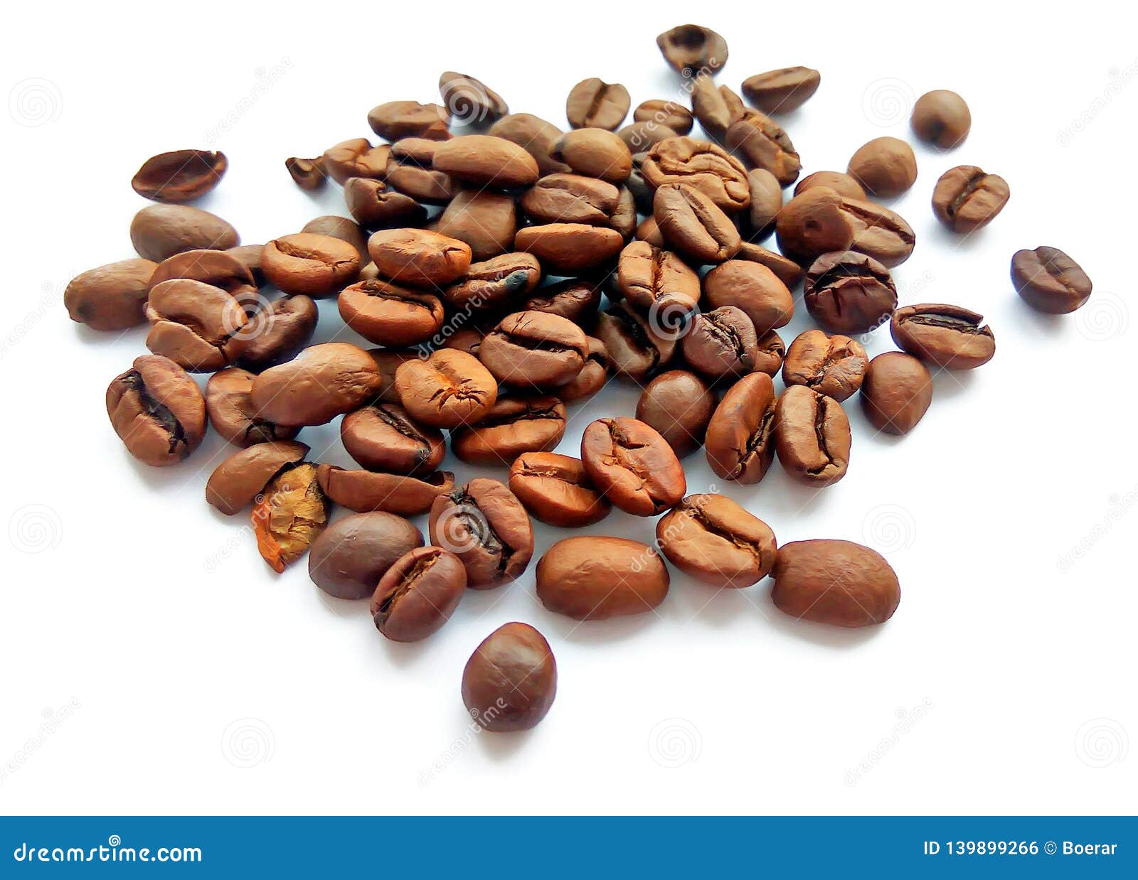 Roasted Brown Coffee Beans and Seeds Isolated Stock Photo Image of